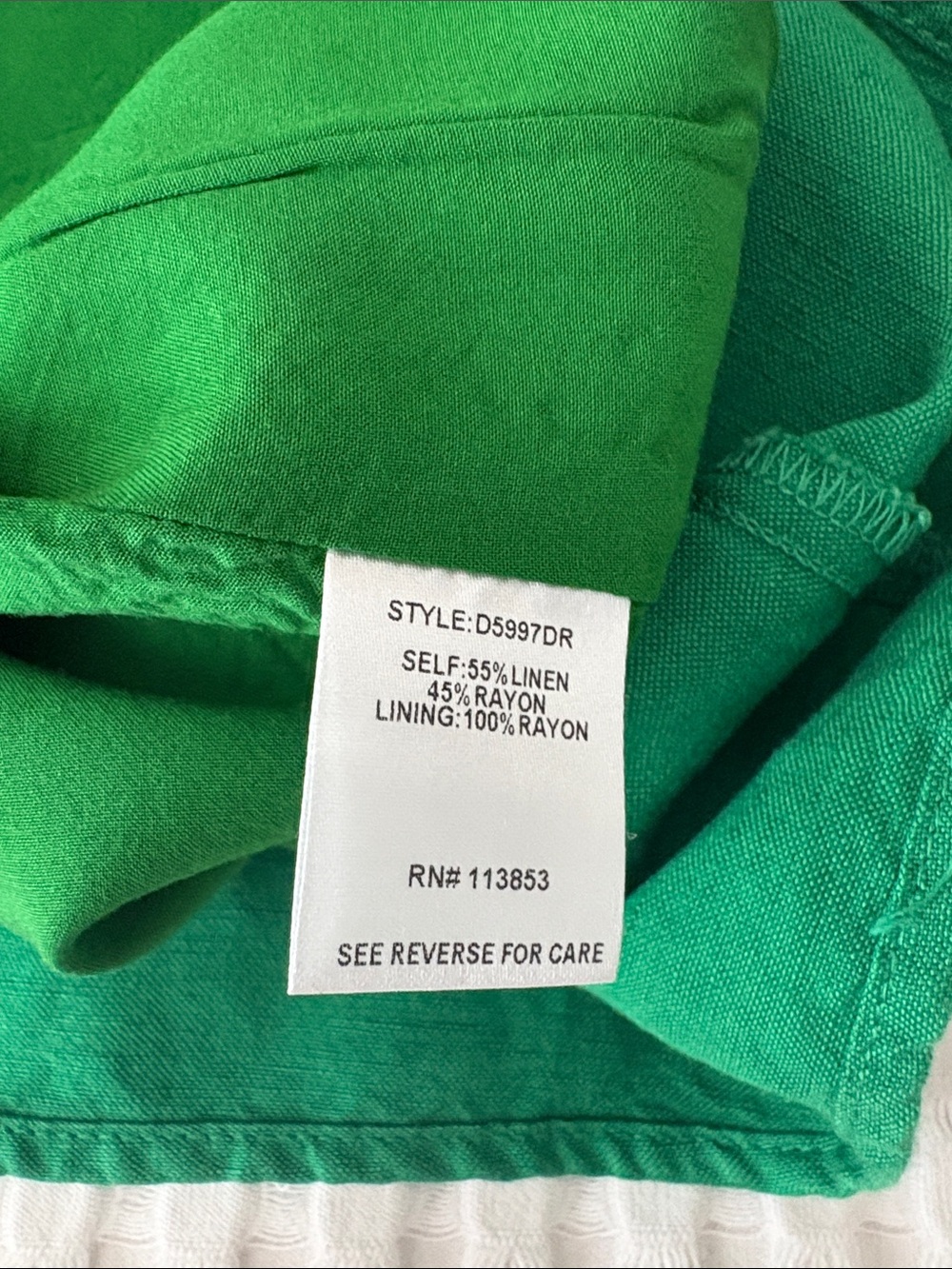 Sugarlips Kelly Green Linen Blend Preppy Office Button Front Babydoll Dress SZ M - Picture 4 of 7
